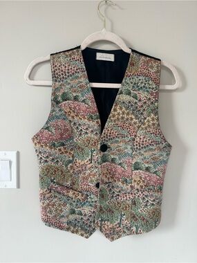 Vintage Japanese Lounie Floral Brocade Vest